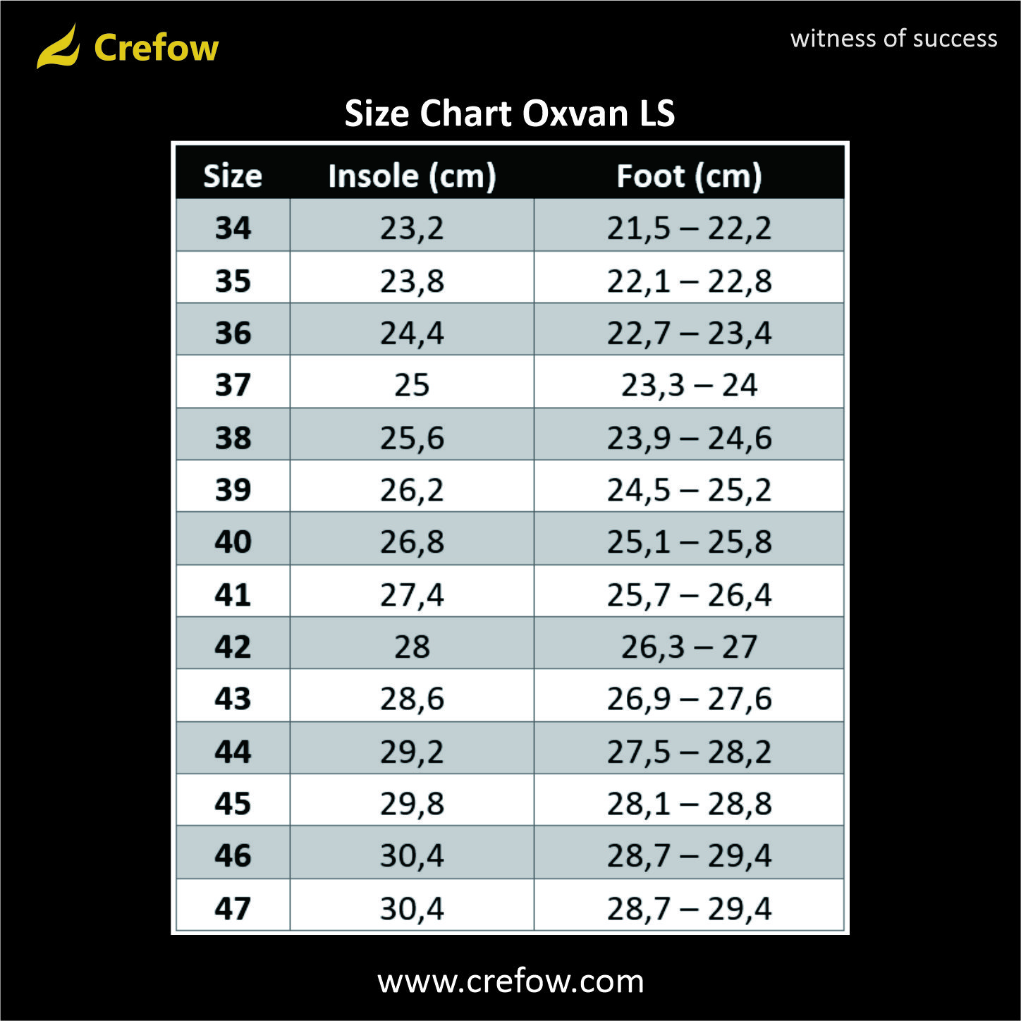 Size Chart Oxvan Canvas Ls Army