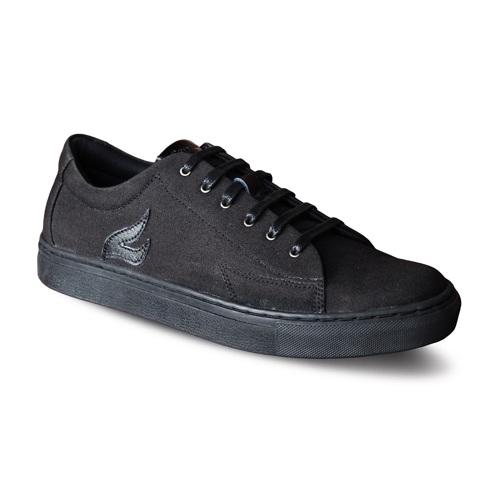 Crefow neacky canvas full black derby sneakers