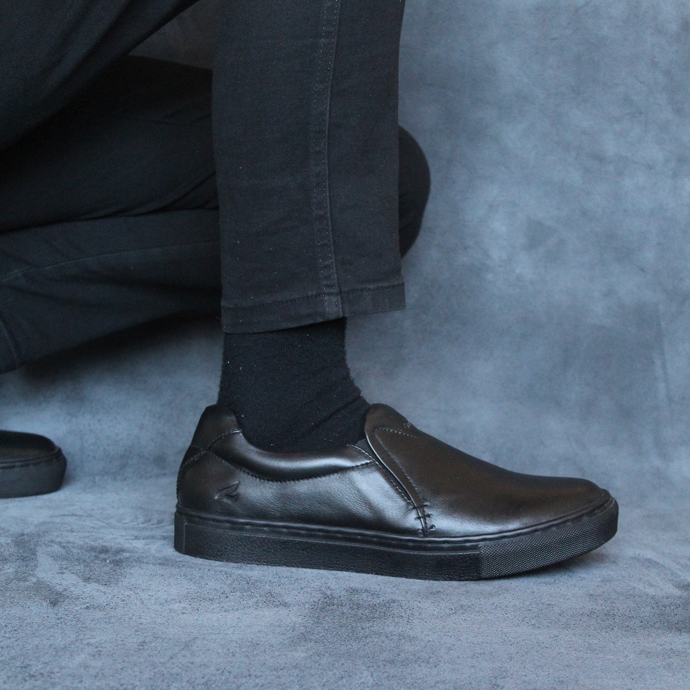 Micko Black Men Leather Slip On