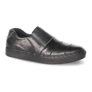 Natan Black Leather Slip On
