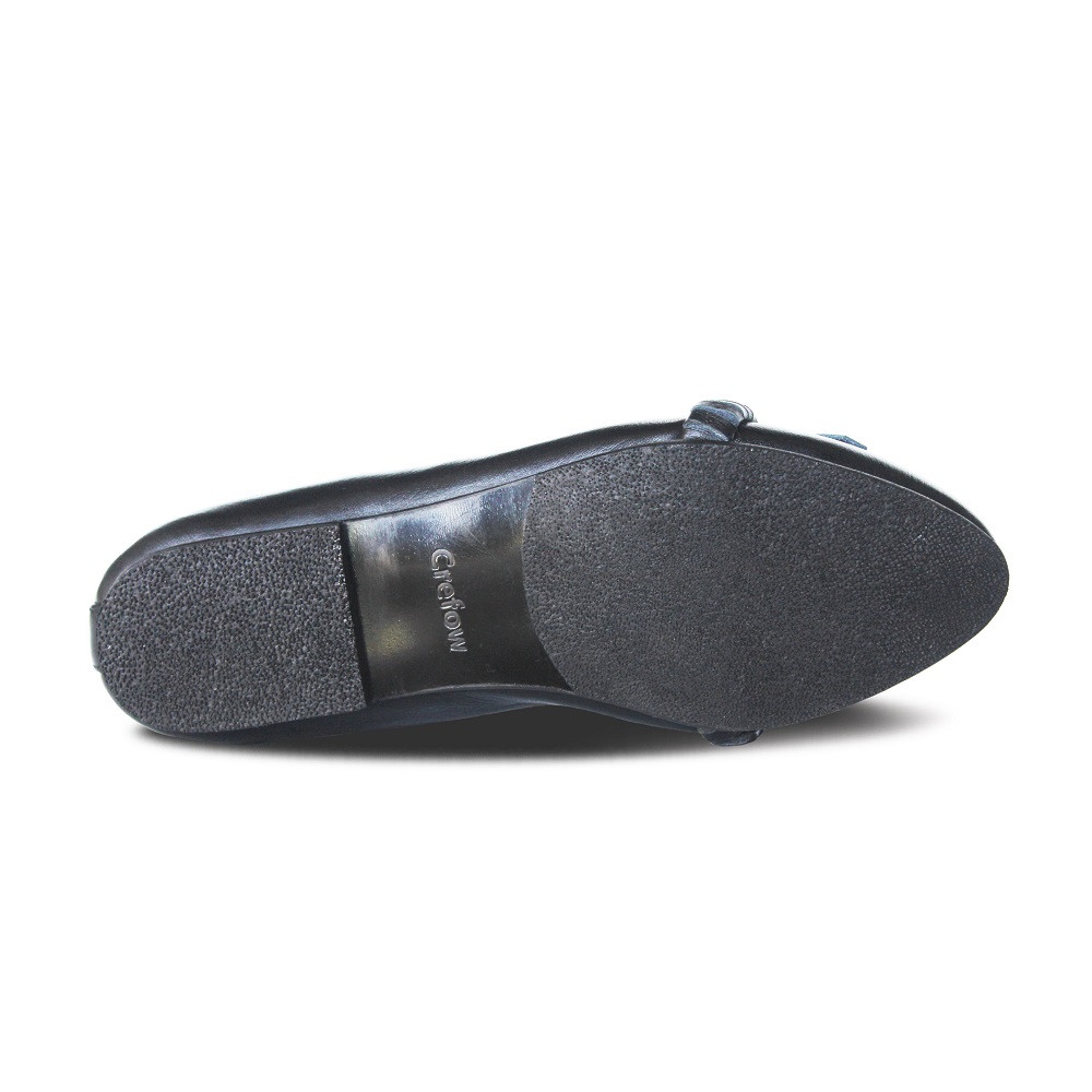 Liona Black Women Leather Flat Shoes