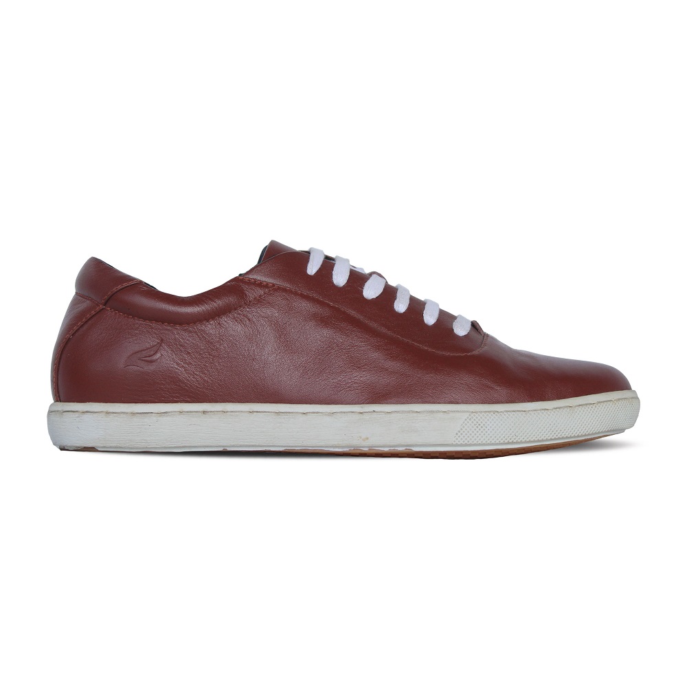 Oxvan Red Brick White Oxford Sneakers Leather