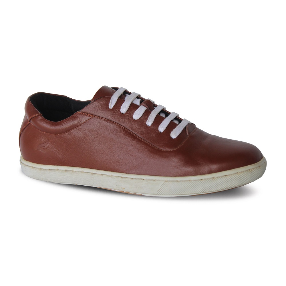 Oxvan Red Brick White Oxford Sneakers Leather