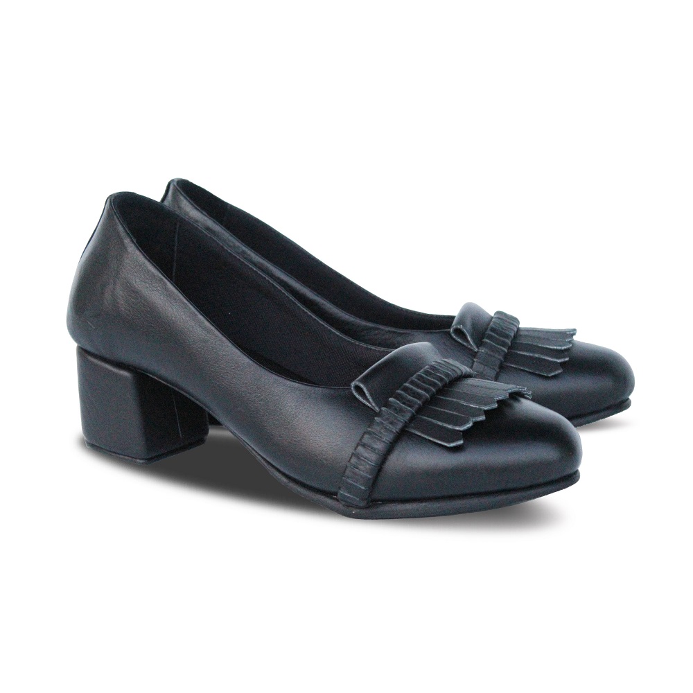 Liona H5 Black Women Leather Flat Shoes