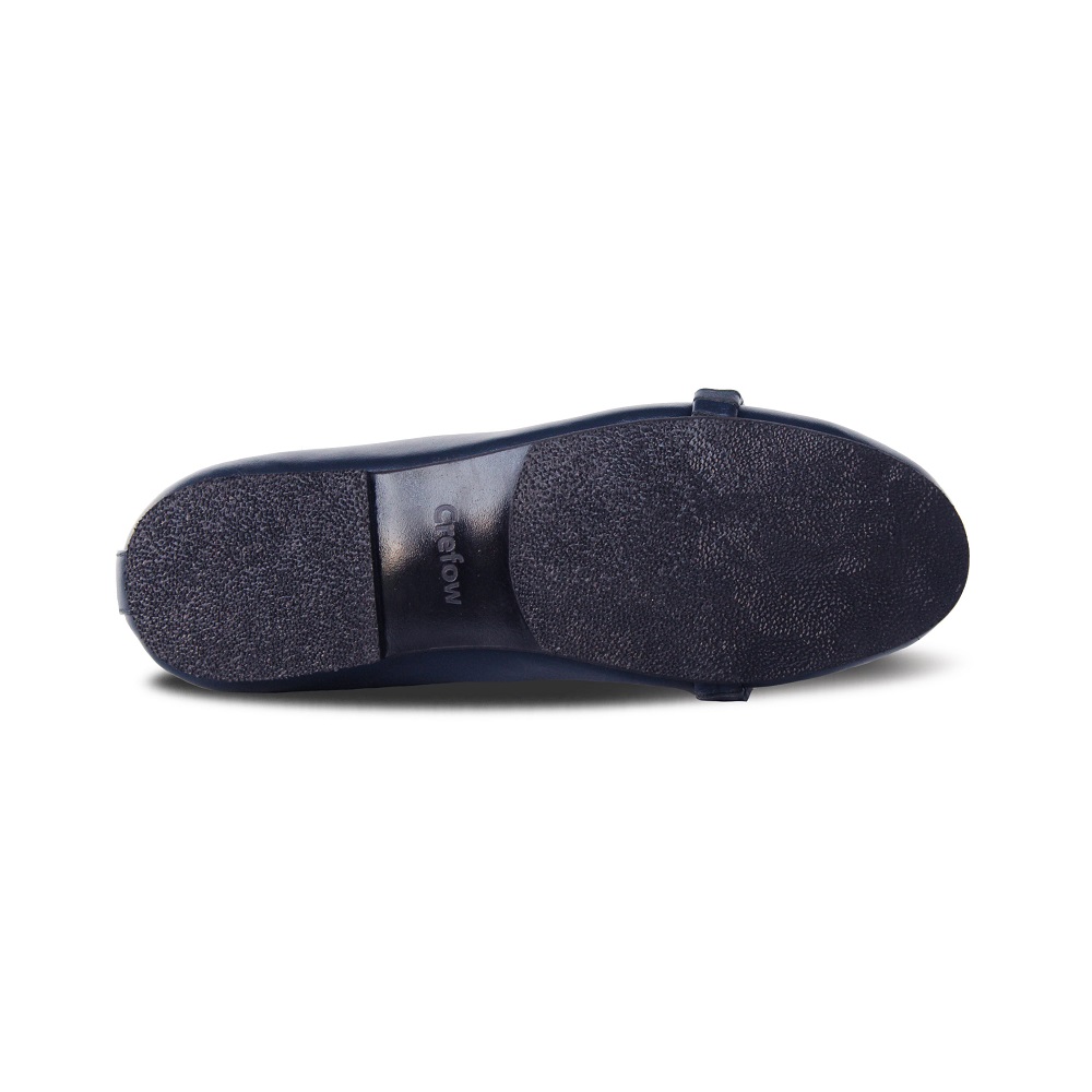Liona Navy Blue Women Leather Flat Shoes