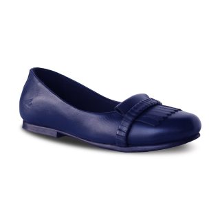Liona Navy Blue Women Leather Flat Shoes