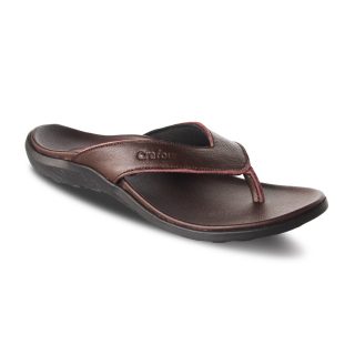 Crefow Feino Sandal Kulit Pria Flip Flop Jepit Brown