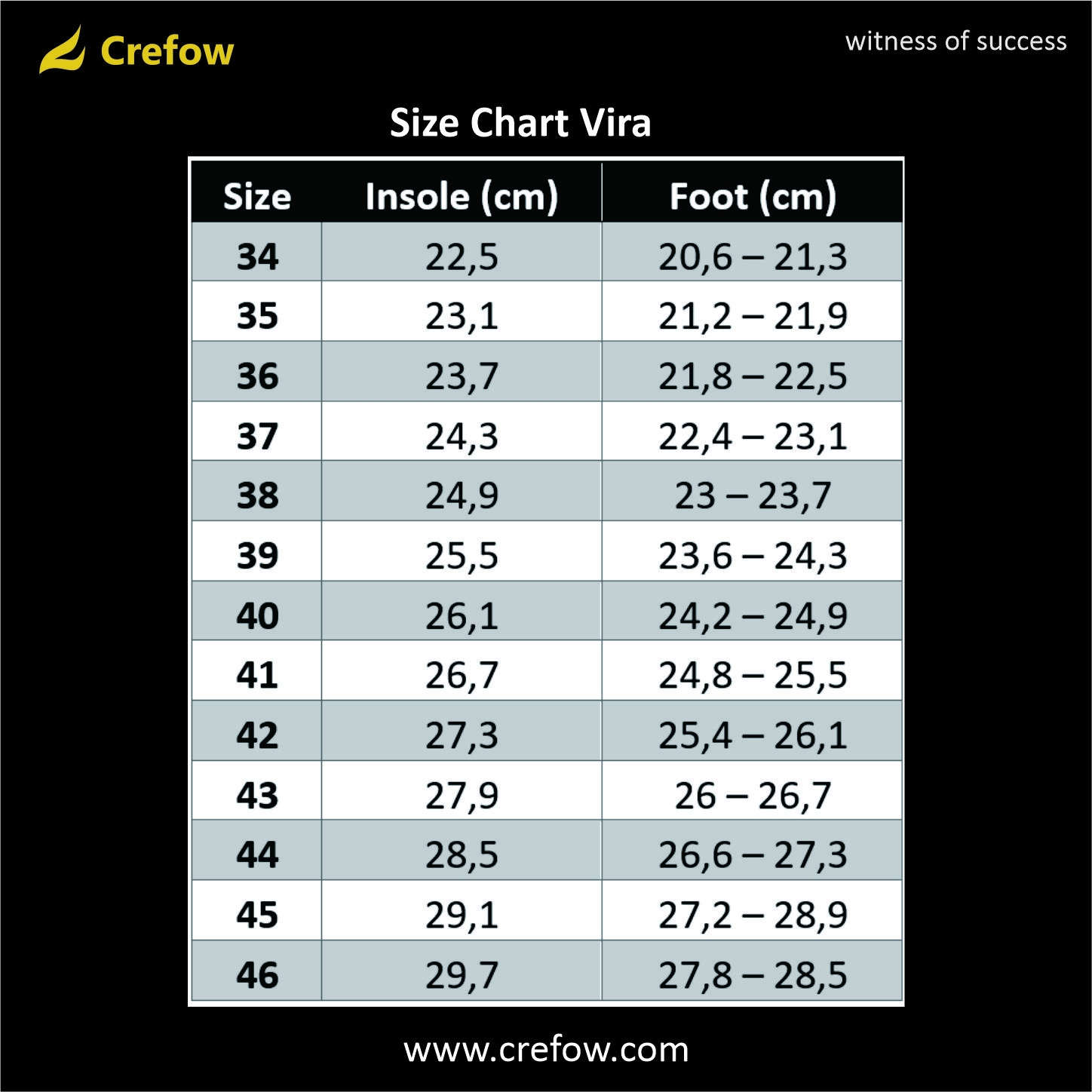 Size Chart Vira
